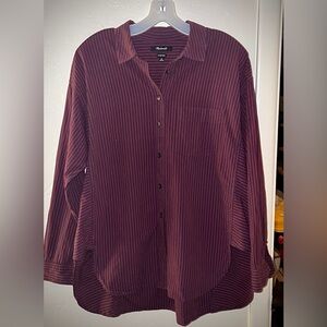 Madewell burgundy striped button up